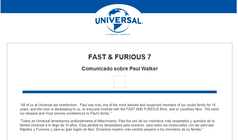 Universal Paul Walker
